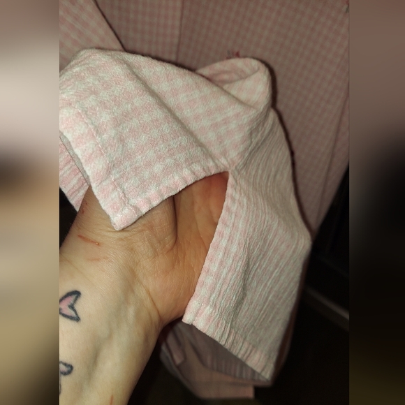 Retro Grandma Chic Pink and White Striped Button Down Top Shirt Plus Size 18W - Picture 4 of 9